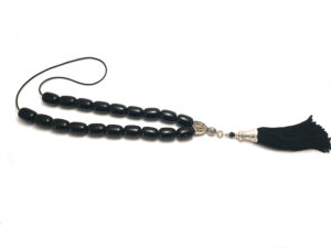 Κομπολόι αχάτης μαύρο με φούντα