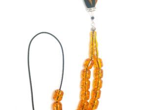 Κομπολόι ακρυλικό σκούρο κίτρινο με φούντα